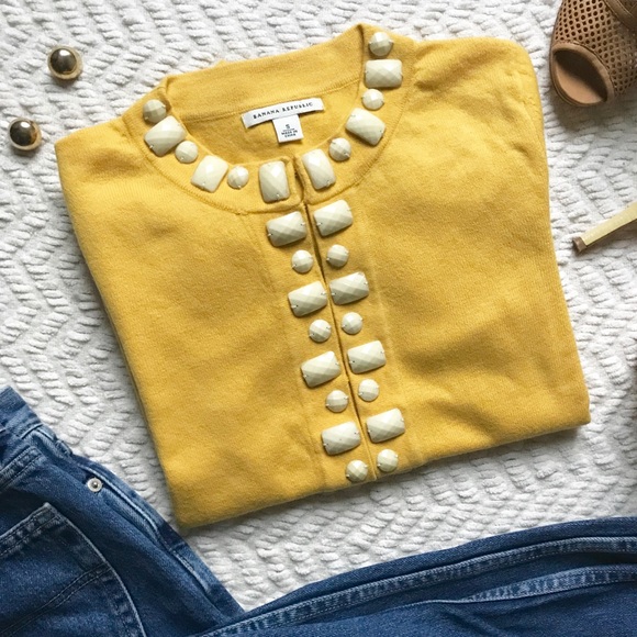 Banana Republic Sweaters - Banana Republic Beaded Yellow Cardigan